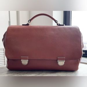 Giorgio Armani Cognac Brown Tan Grained Soft Leather Briefcase $2295